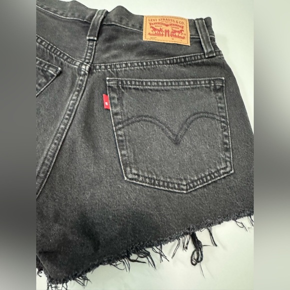 Levi's 501 Distressed Black Jean Cutoff Shorts - Picture 14 of 14